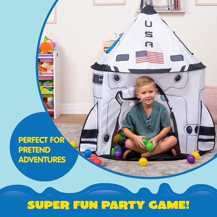 Rocket Ship Play Tent Pop up Play Tent Kids Indoor Outdoor Spaceship Playhouse Tent Set