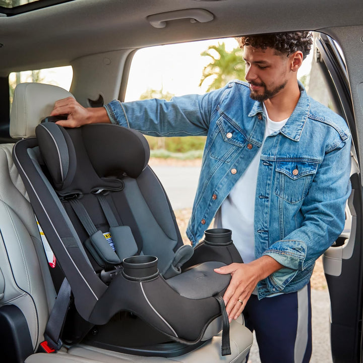 Grow and Go All-In-One Slim Convertible Car Seat, Rear Facing, 5-40 Lbs, Forward Facing (30–65 Lbs), High Back Booster Seat 40-100 Pounds, Alaskan Blue