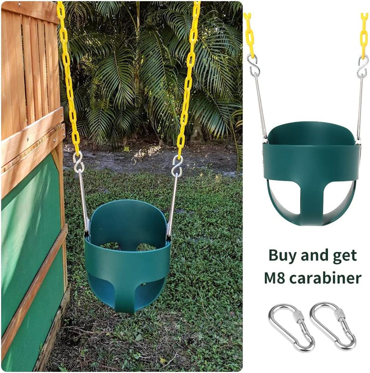 High Back Full Bucket Toddler Swing Seat with Yellow Coated Chains Fully Assembled Baby Swing Set Accessories