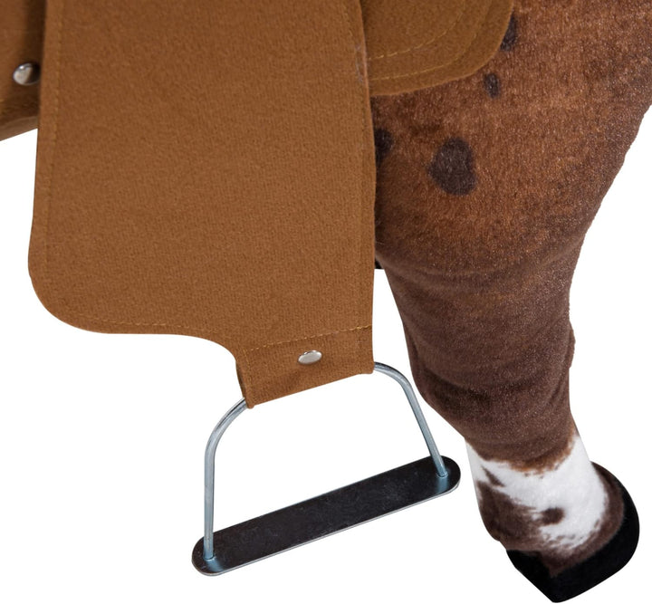Sound-Making Ride on Horse for Toddlers 3-5, with Neighing and Galloping Sound, Stuffed Animal Horse Toy for Kids with Padding, Soft Feel, Brown