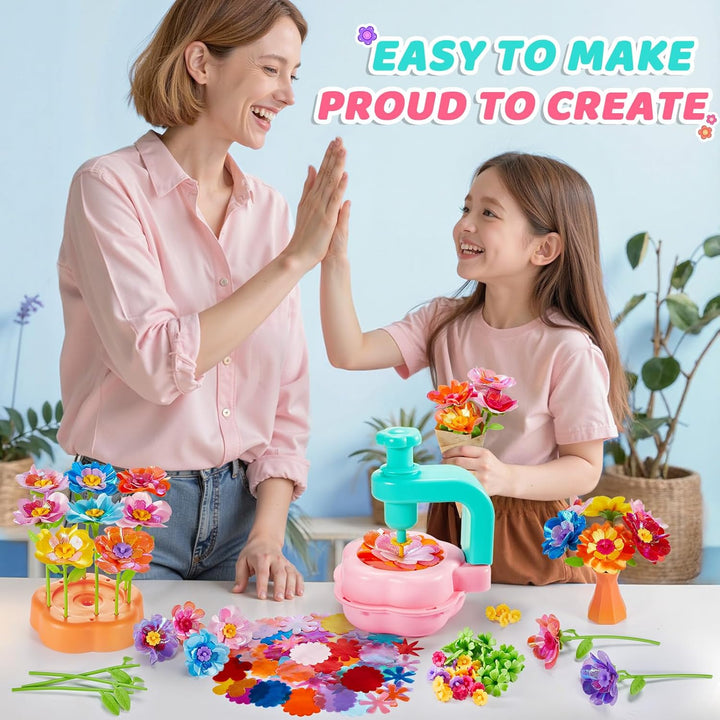 Flower Bouquet Toys, Arts and Crafts for Girls Ages 4-8, Gifts for 4 5 6 7 8 9 Year Old Girls, DIY Flower Making Toy Kit for Kids, Mess-Free Fun & Educational Activities for Preschool Kids