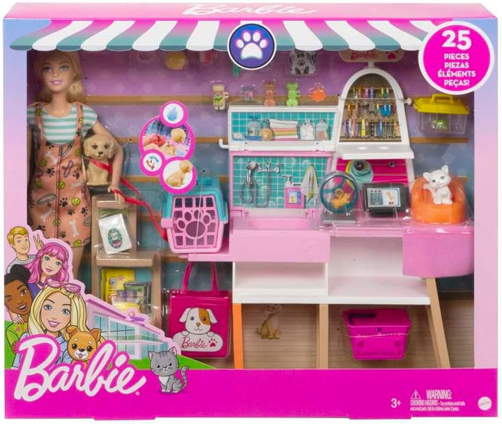 Doll & Playset, Pet Boutique with 4 Pets, Color-Change Grooming Feature & 20+ Themed Accessories