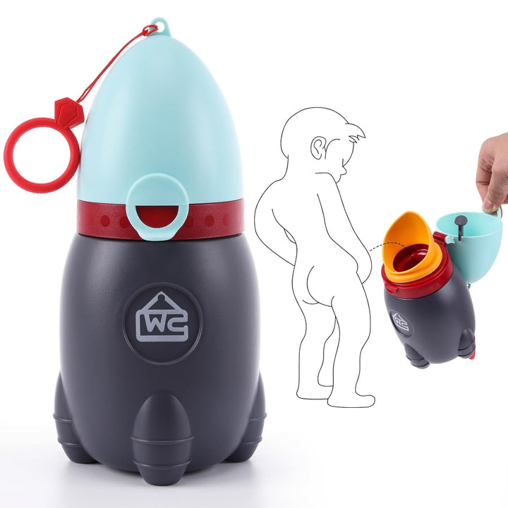 Travel Urinal for Kids,Rocket Toys Portable Emergency Urinal for Toddler,Light and Easy to Carry,Suitable for Car,Travel,Camping and Children'S Urinal Potty Training(Deep Blue)