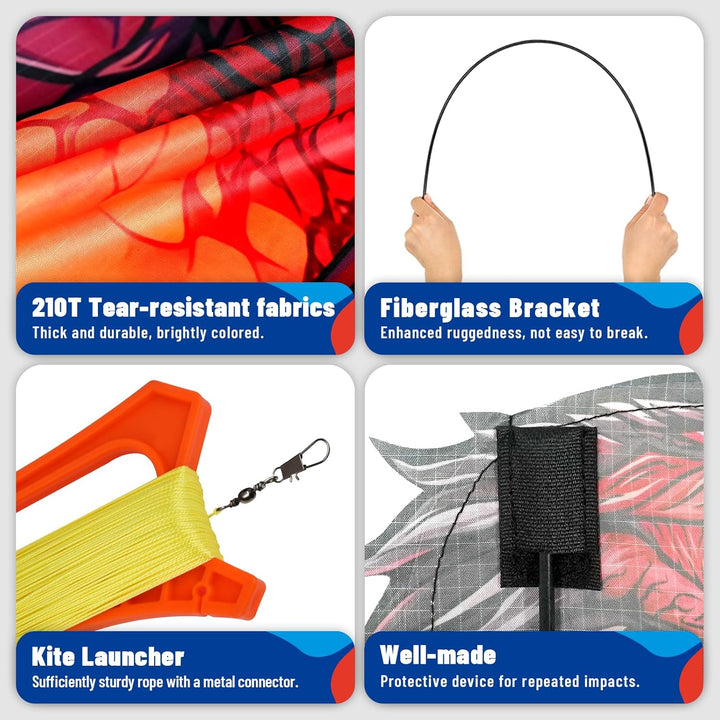 Complete Kite with Handle, Line & Accessories,Easy to Fly for Kids & Adults, Perfect for Beach, Park, Family Outdoor Activities