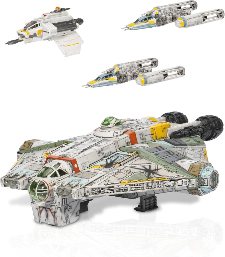 Star Wars™ Micro Galaxy Squadron Ghost (Secret Mission) - 15-Inch Vehicle with Three Additional Vehicles plus Ten Micro Figures Accessories