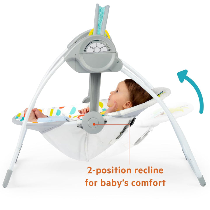 Playful Paradise Portable Compact Automatic Baby Swing with Music, Unisex, Newborn +
