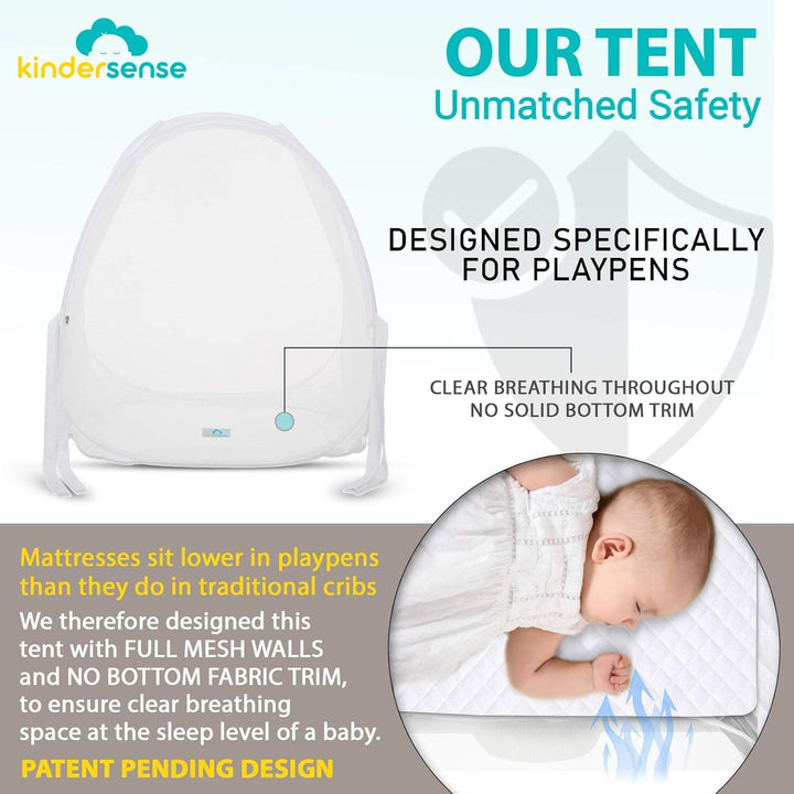 ® Pack N Play Tent | Baby Safety Crib Net for Playpens & Mini Cribs to Keep Baby from Climbing Out | Breathable Mesh - Mosquito Net Canopy Upgraded Design