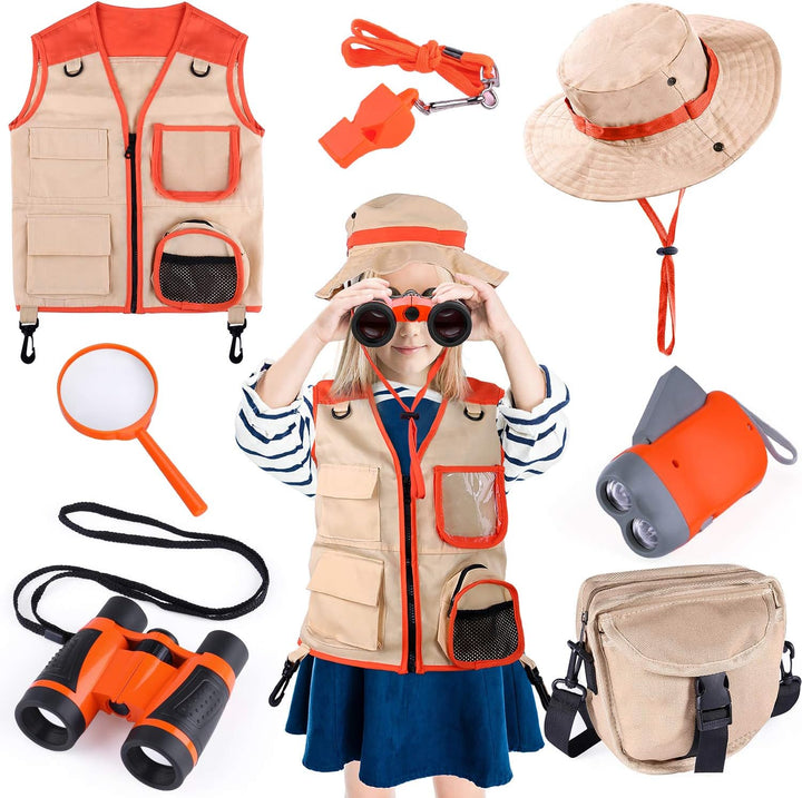 Kids Explorer Kit & Bug Catching Kit, 16 Pcs Outdoor Exploration Safari Kit for Kids Camping with Binoculars, Adventure, Hunting, Hiking, Educational Toy Gift for 3-12 Years Old Boys Girls