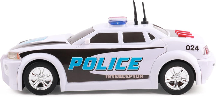 Rescue Force 12" Police Cruiser Toy: Realistic Lights & Sound Effects, Free Wheeling Play & Batteries Included - Ages 3+