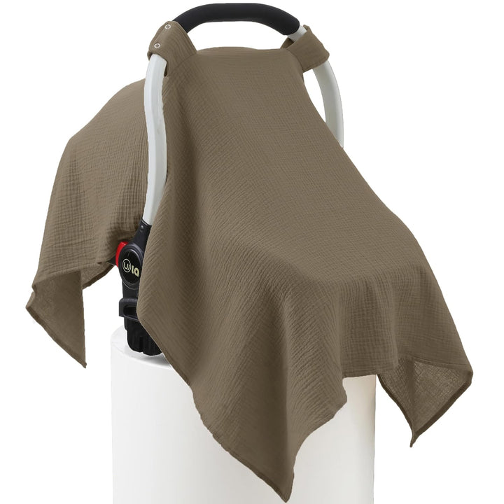 100% Muslin Cotton Car Seat Cover Baby, Carseat Canopy Cover, Universal Fit Stroller Covers for Boys and Girls (Roman Green)