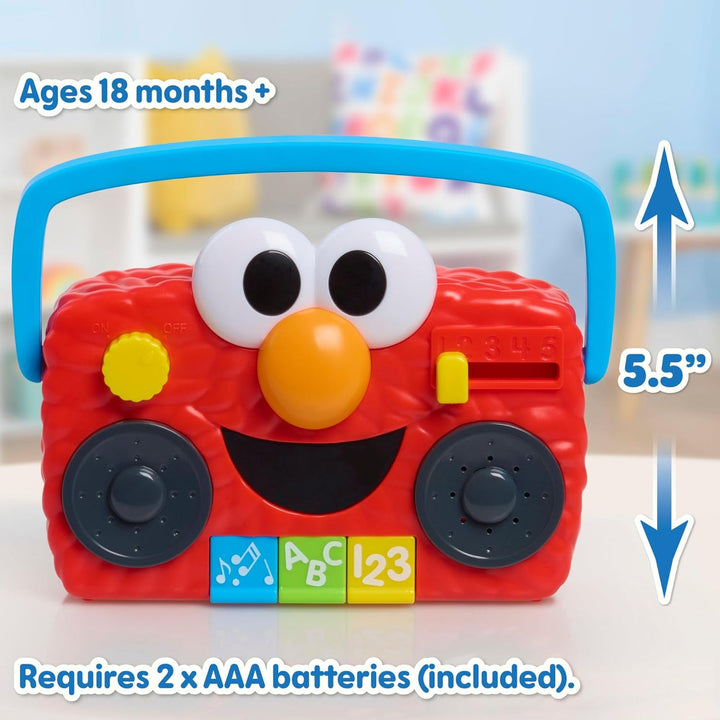 Sesame Street Elmo Take along Boombox with Lights & Sounds, 5.5-Inch Interactive Toy, Learning and Education, Kids Toys for Ages 2 Up
