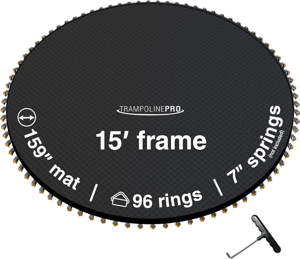 Trampoline Mat Replacement 15 Ft for 96 Springs with 7" Spring Length, Trampoline Replacement Mat 159" Diam W/ 96 Rings (Springs Sold Sperate) UV & Safety Certified Trampoline Mat