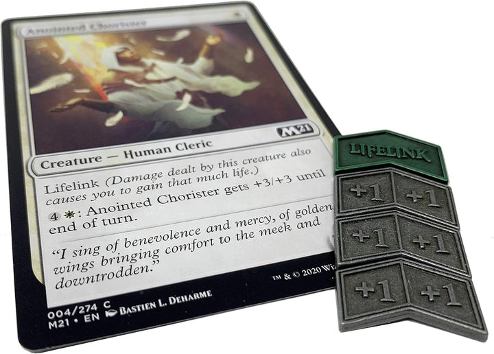MTG Metal Keyword Counters - Set of 24 Reversible Tokens - Includes Drawstring Pouch, Antique Metal Finish, Designed for MTG TCG Magic: the Gathering Accessory