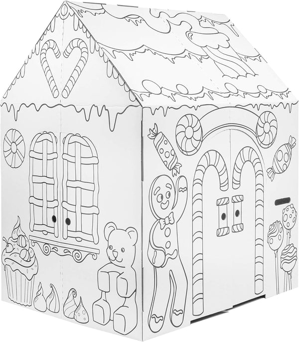 Gingerbread House - Kids Art & Craft for Indoor Fun, Color Favorite Holiday Sweets & Winter Friends– Decorate & Personalize a Cardboard Fort, 32" X 26. 5" X 40. 5"