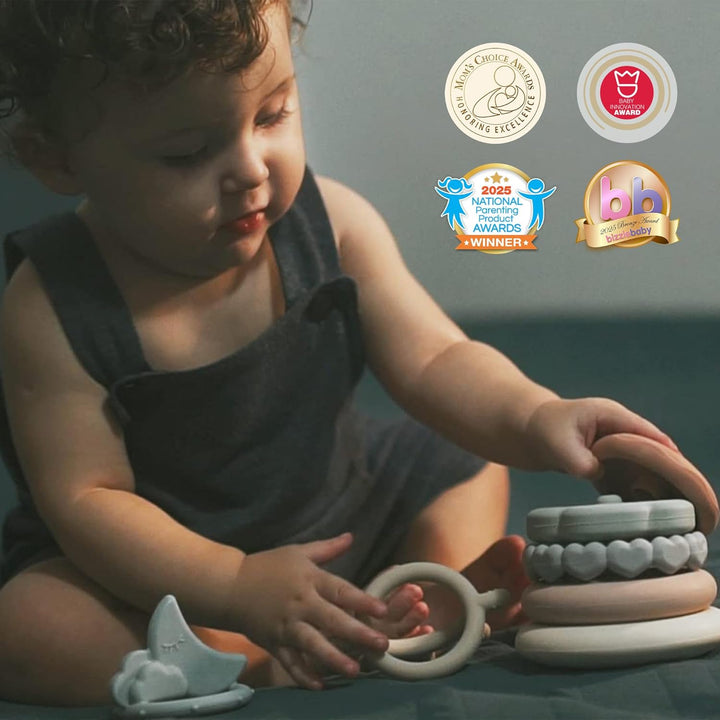 Stacks of Circles Soft Teething Toy | Educational Learning Baby Toy | Stacking Ring Toys for Babies Boy and Girl | 7 Piece Teethers Set