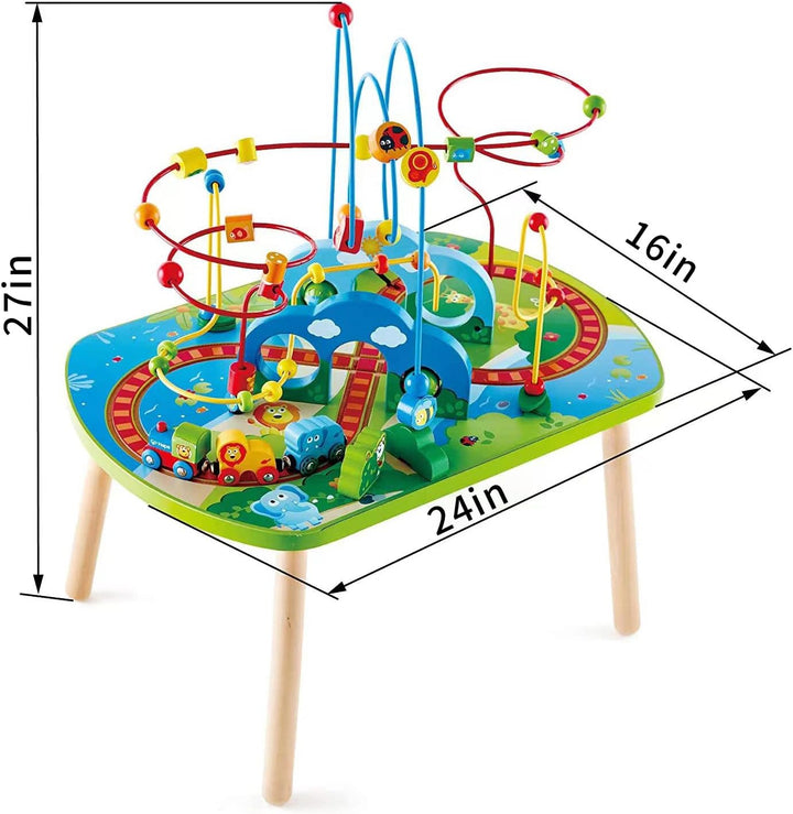 Jungle Adventure Railway Table | Kids Bead Maze Puzzle Table with Accessories, African Scene Graphics, Child Sized Table for Individual and Group Play