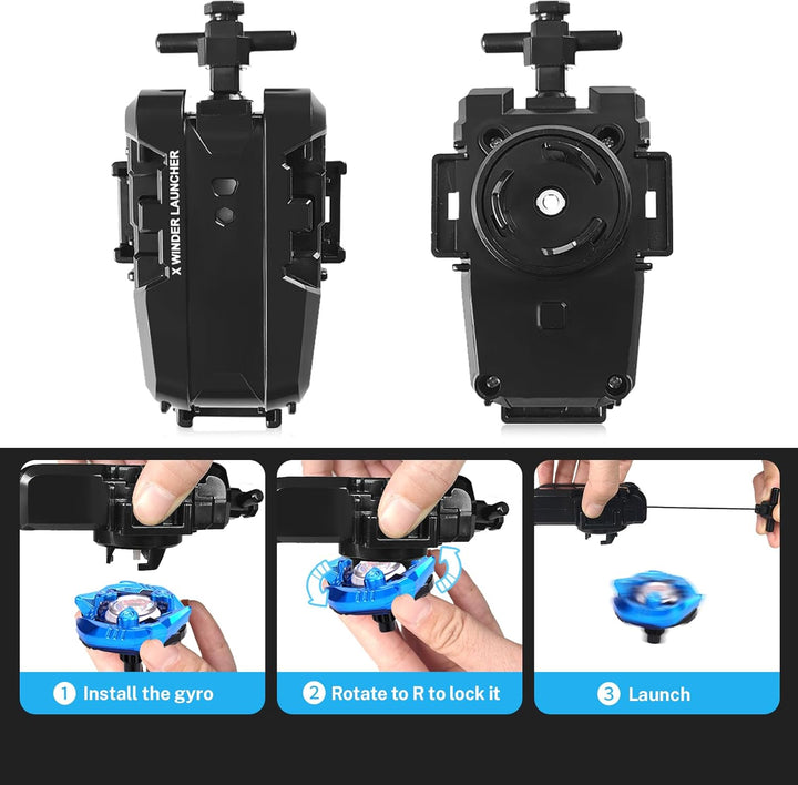 X Battling Set, 12 Spinning Tops, 3 Launchers and 1 Grip with Storage Box, Kids Toys Birthday Gift Ideal for 6+ Years Old Boys