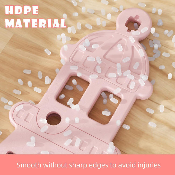4-In-1 Kids Slide and Swing Set, Toddler Slide with Basketball Hoop, Swing, Outdoor Indoor Playground for Toddlers 1-3 (4 in 1-Pink)