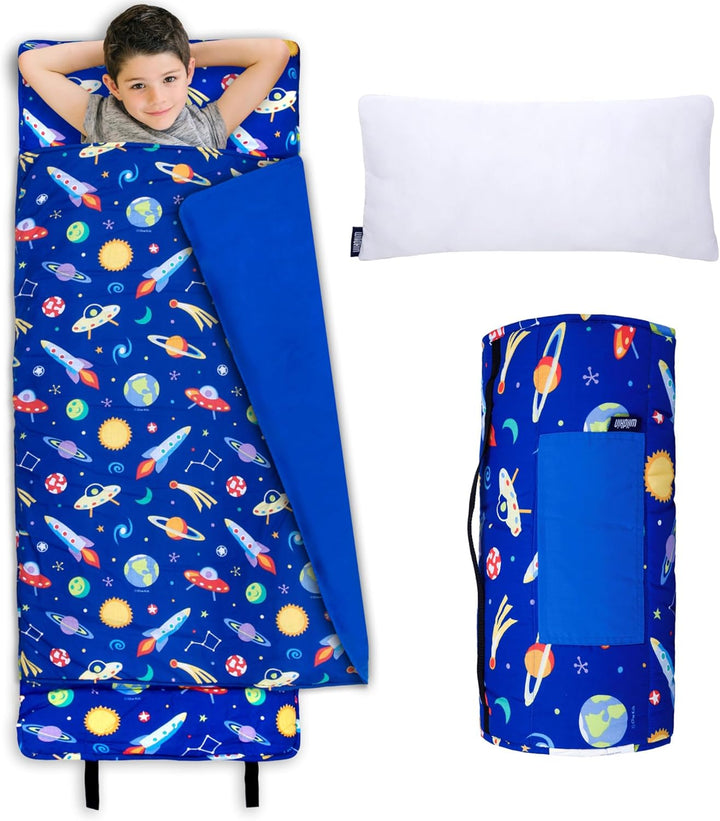 Kids Original Nap Mat – Cozy Kids Sleep Mat with Pillow, Ideal for School & Travel - Trains, Planes, and Trucks