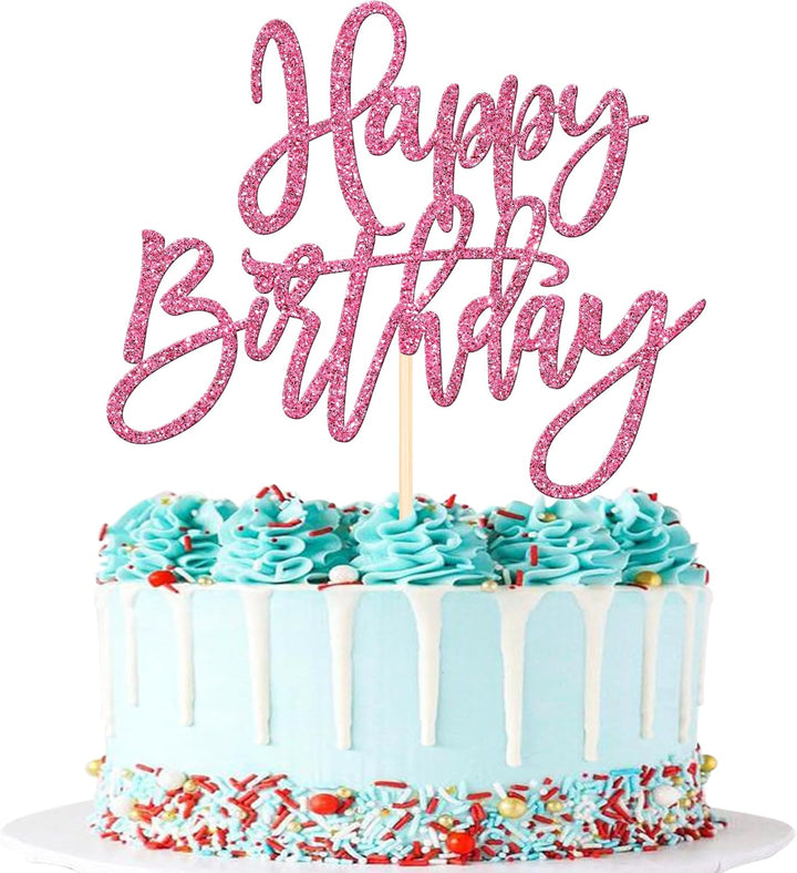 1 PCS Gold Happy Birthday & Anniversary Cake Topper