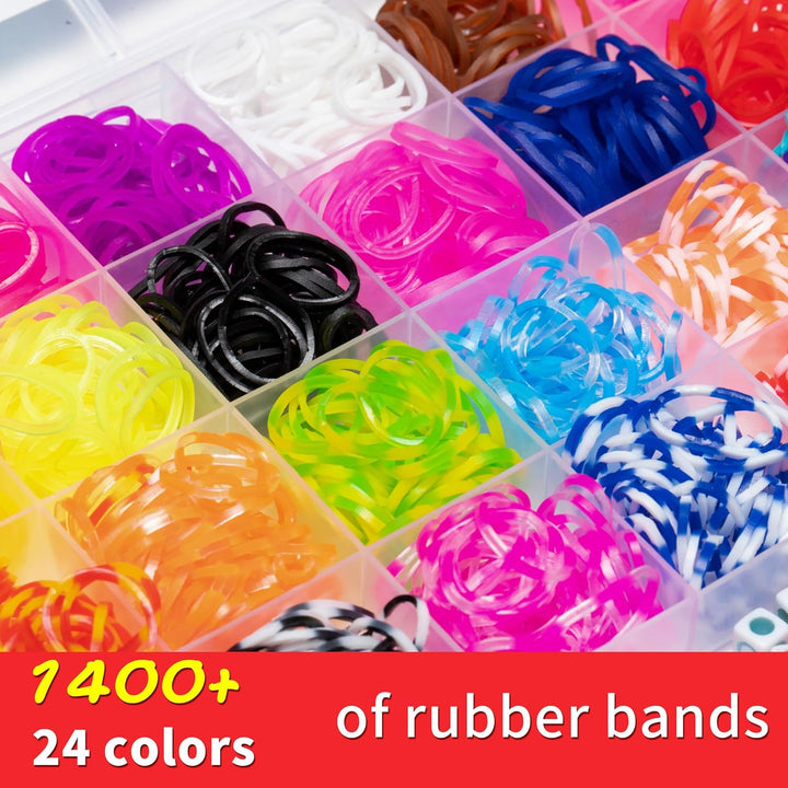 24 Colors Rubber Band Bracelet Kit, Rubberband Bracelet Making Kit for Kids Ages 6+