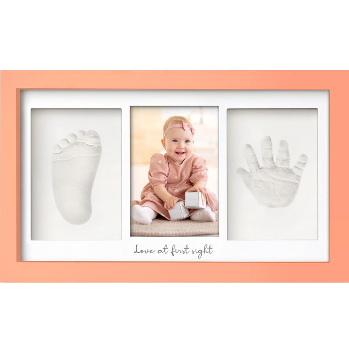 Baby Hand and Footprint Kit - Clay Handprint Keepsake Frame, Newborn Nursery Picture Frame, Personalized New Mom Gifts for Baby Shower & Registry (Alpine White)