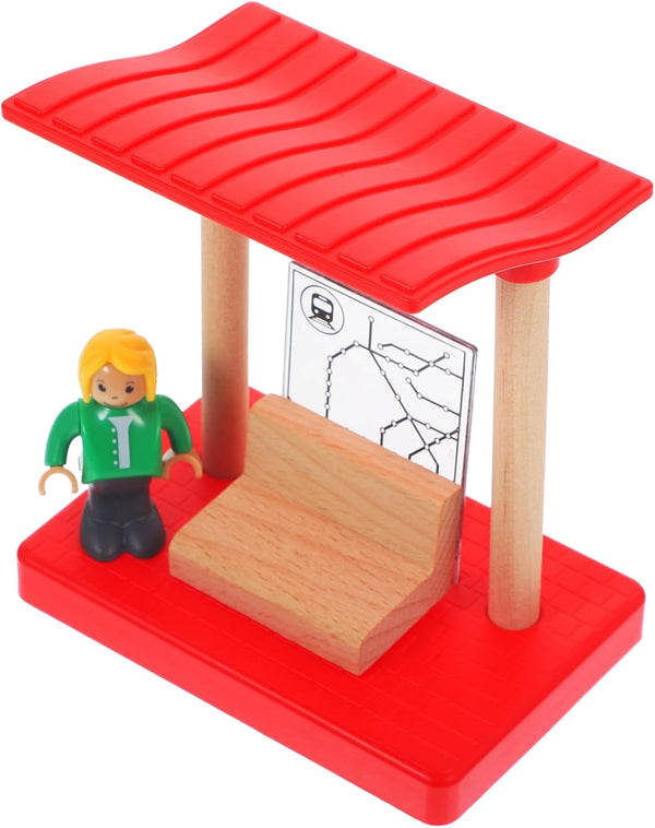 Wooden Railway Station Platform Model for Mini Simulation Station Platform Easy to Install and Portable Educational Building Accessory for Boys