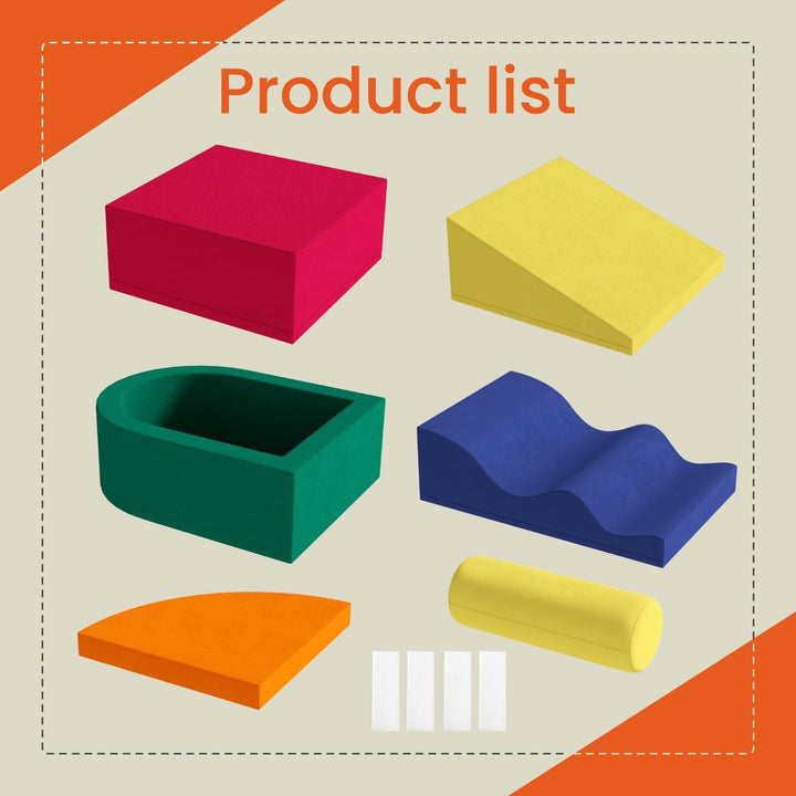 7 Piece Velvet Installation-Free Toddler Climbing Toys for Indoor Use, Foam Climbing Blocks for Toddlers 1-3, Soft Play Climbing Set