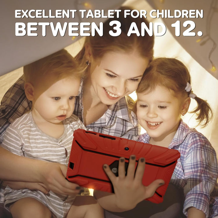 V8 7" Kids Tablet - 32GB Storage, Pre-Loaded Exclusive 50 Disney Storybooks (Value $200), Android, Parental Controls, Durable Kid-Proof Case - Red