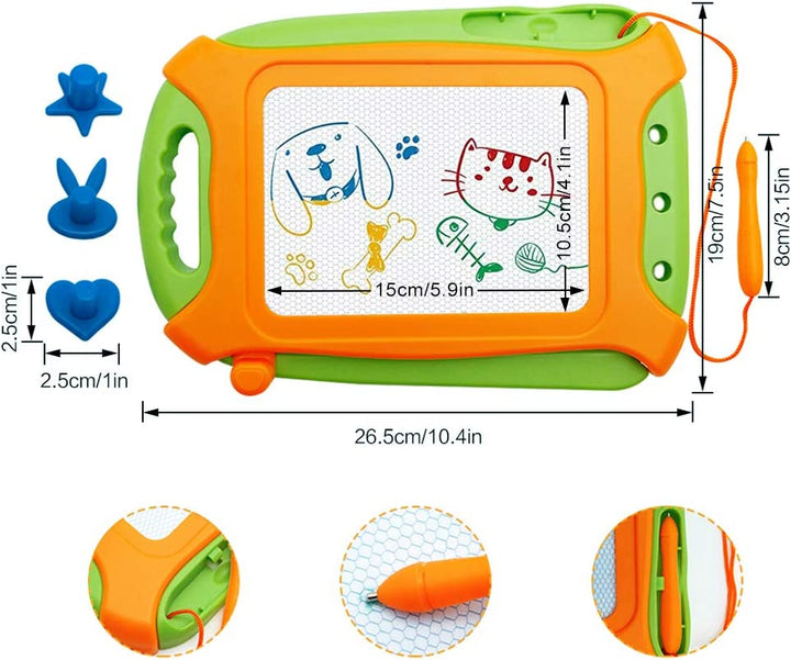 Magnetic Drawing Board for Toddlers,Travel Size Toddlers Toys a Etch Toddler Sketch Colorful Erasable with One Carry Bag Magnet Pen and Three Stampers