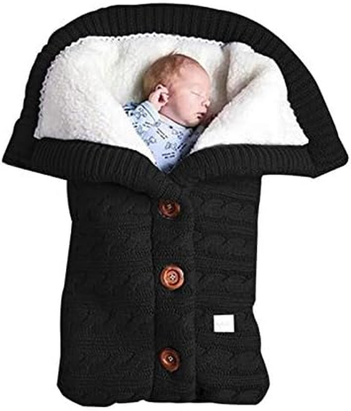 Warm Baby Sleeping Bag Envelope Winter Kid Sleepsack Footmuff Stroller Knitted Sleep Sack Newborn Knit Wool Swaddling Blanket (Gray)