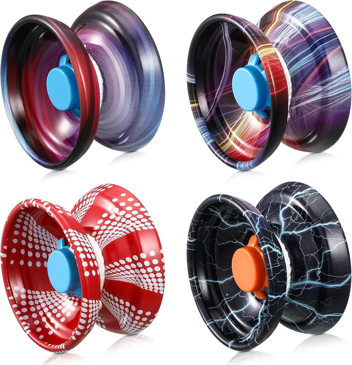 4 Pieces Yoyo Alloy Responsive Ball, Metal Yoyo String Trick Ball for Beginners, Boys, Adults Players Auto Return Technology Ball(Multi Style)