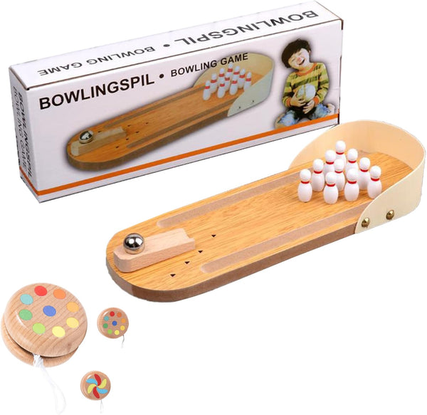 Mini Desktop Bowling Set Wooden Bowling Tabletop Game Office Home Bowling Alley the New Choice for Family Entertainment, Suitable for All Ages