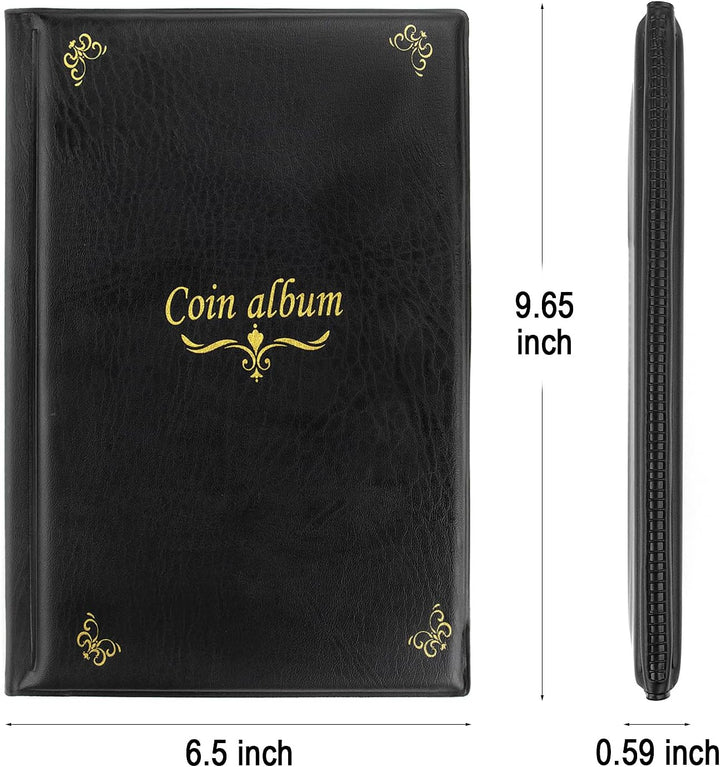 150 Pockets Coin Album, Penny Collecting Book, Souvenir Coins Collection Holder, Ideal for Pressed Pennies Passport, Hobby Coin Collector, Money Specie Display Storage Case (English, Black)