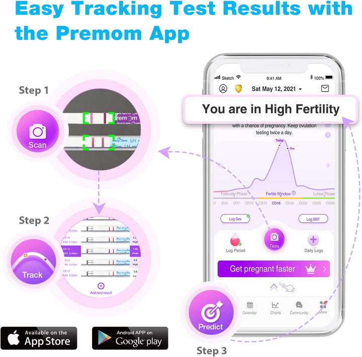 Ovulation Test Predictor Kit : Accurate Fertility Test for Women (Width of 5Mm), Fertility Monitor Test Strips, 50 LH Strips with 50 Urine Cups