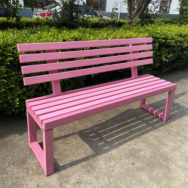 1M/1.2M Pink Backrest Park Chair,Outdoor Benches,Mall Resting Wooden Benches,Patio Benches(100Cm)