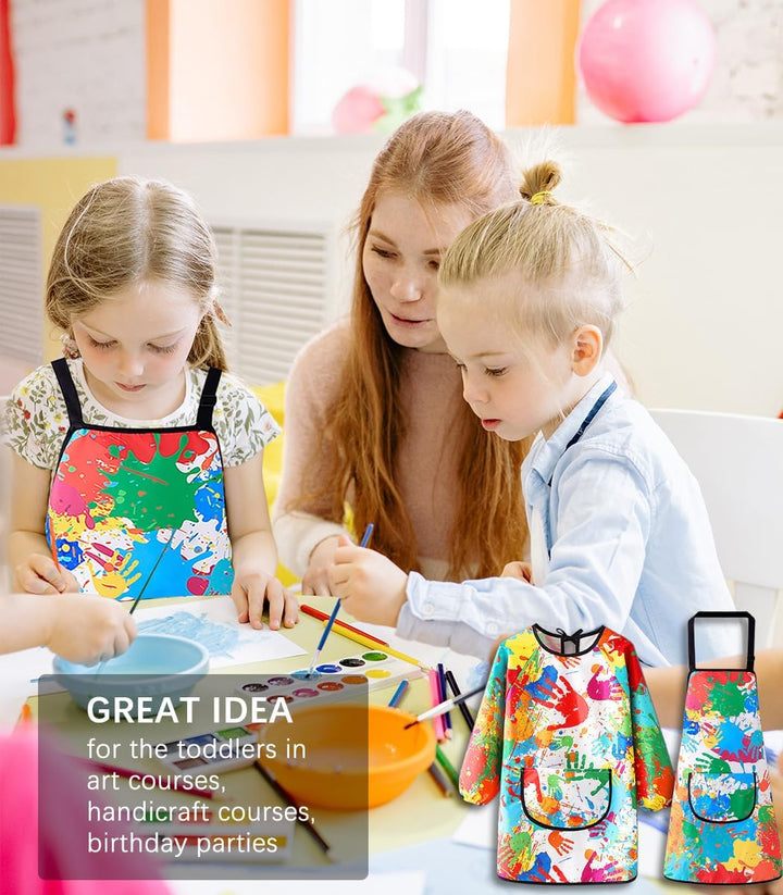 Kids Art Smock,Waterproof Painting Apron Artist Smocks with Pocket Long Sleeves for Age 5-8