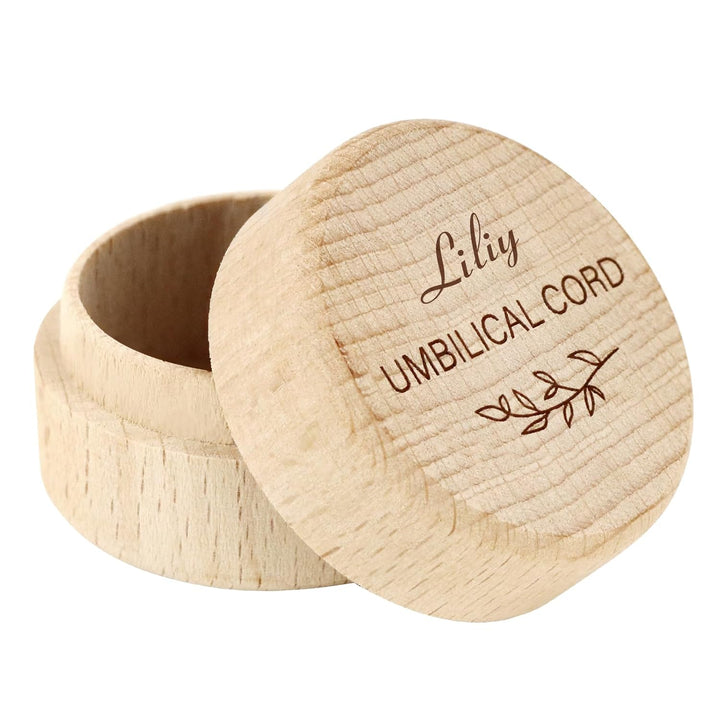 Wooden Baby Fetal Hair/Umbilical Cord Memorial Box Carved Memorial Box Newborn Christening Baby Gift (Umbilical Cord Box)