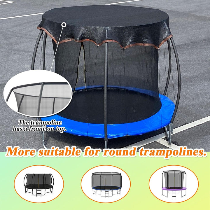 Trampoline Shade Cover round 14FT, Outdoor round Trampoline Cover for Sun Protection and Block Leaves, Easy to Install, Tent Only (14FT)