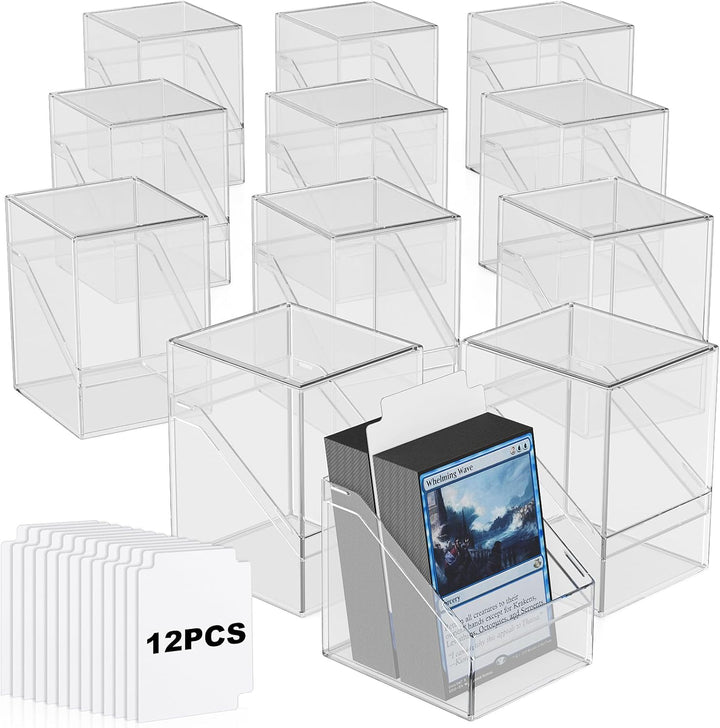 Card Deck Cases, 6 Pack Acrylic Commander Deck Box Holding 100+ Sleeved Cards with 6 Dividers, Clear Card Storage Box Fit for MTG, TCG, Sports Cards