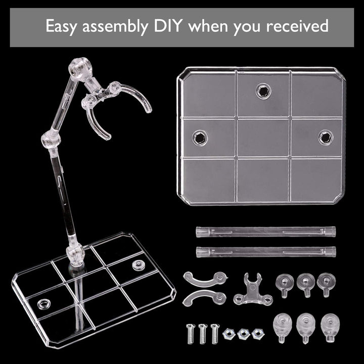 Action Figure Stand, 10Pcs Assembly Action Figure Display Holder Base Doll Model Support Display Stand Compatible with HG RG SD SHF Gundam 1/144 Toy Clear