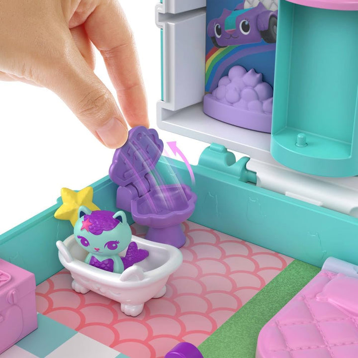X Gabby’S Dollhouse Compact, Micro Dolls and Playset, 9 Themed Accessories, Pandy Paws, Cakey, & Mercat Pet Friends