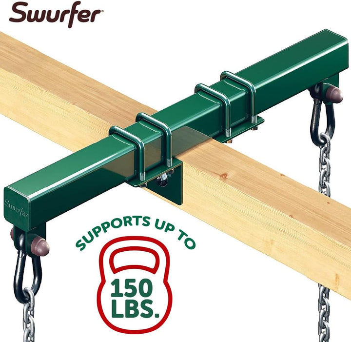 Swing Set Conversion Bracket - No Tree, No Problem, Convert Your Swingset into a Swurfset, Heavy Duty Adjustable Horse Glider Attachment Bracket for Kids Ages 12 and Up, up to 150Lbs (Green)