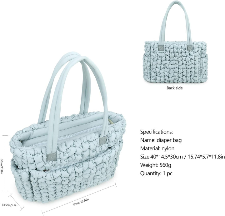Puffer Tote Diaper Bag for Women, Multifunction Lightweight Fashion Quilted Mommy Tote Bag