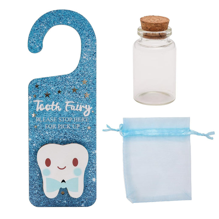 3 Pcs Tooth Fairy Door Hanger Personalized Teeth Keepsake Bottle Velvet Pouch Tooth Fairy Box Encourage Gift for Lost Teeth