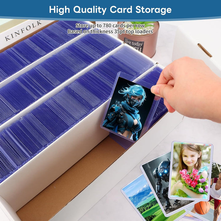 Trading Card Storage Box 3120 Count Collector Cards Box White Sports Card Storage Boxes Card Sorting Tray Cases Cards Collection Trading Cards Box for Soccer Basketball Cards(4 Set)