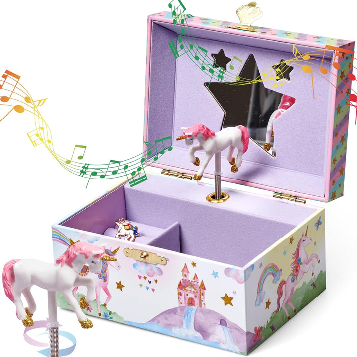 Jewelry Box for Girls - Girls Bedroom Accessories, Musical Jewelry Boxes with Spinning Unicorn Doll, Beautiful Dreamer Tune - Perfect Unicorn Birthday Gift for Kids 3 and Up
