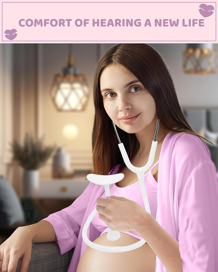 -Fetal Heartbeat Monitor, Fetoscope Heart Beat Monitors for Pregnancy Detection - 24 Weeks, Baby Heartbeat Monitor Pregnancy, at Home Fetal Heartbeat Monitor with the Stethoscope (White)