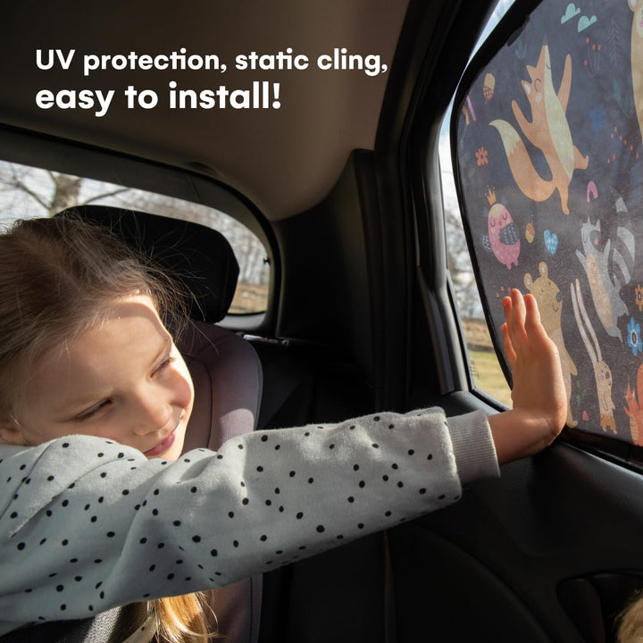 Car Window Shades (4 Pack) - Sun Shade Blocker for Baby & Children, Cling Window Cover, Glare Shield and UV Rays Protection, Side Window Screens for SUV, Mesh Car Window Shade (21"X14")