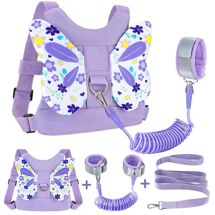3 in 1 Toddler Harness Leashes + anti Lost Wrist Link, Kids Harness Children Leash for Girls, Child anti Lost Leash Baby Cute Harness Belt Strap Hold Kids Close While Walking